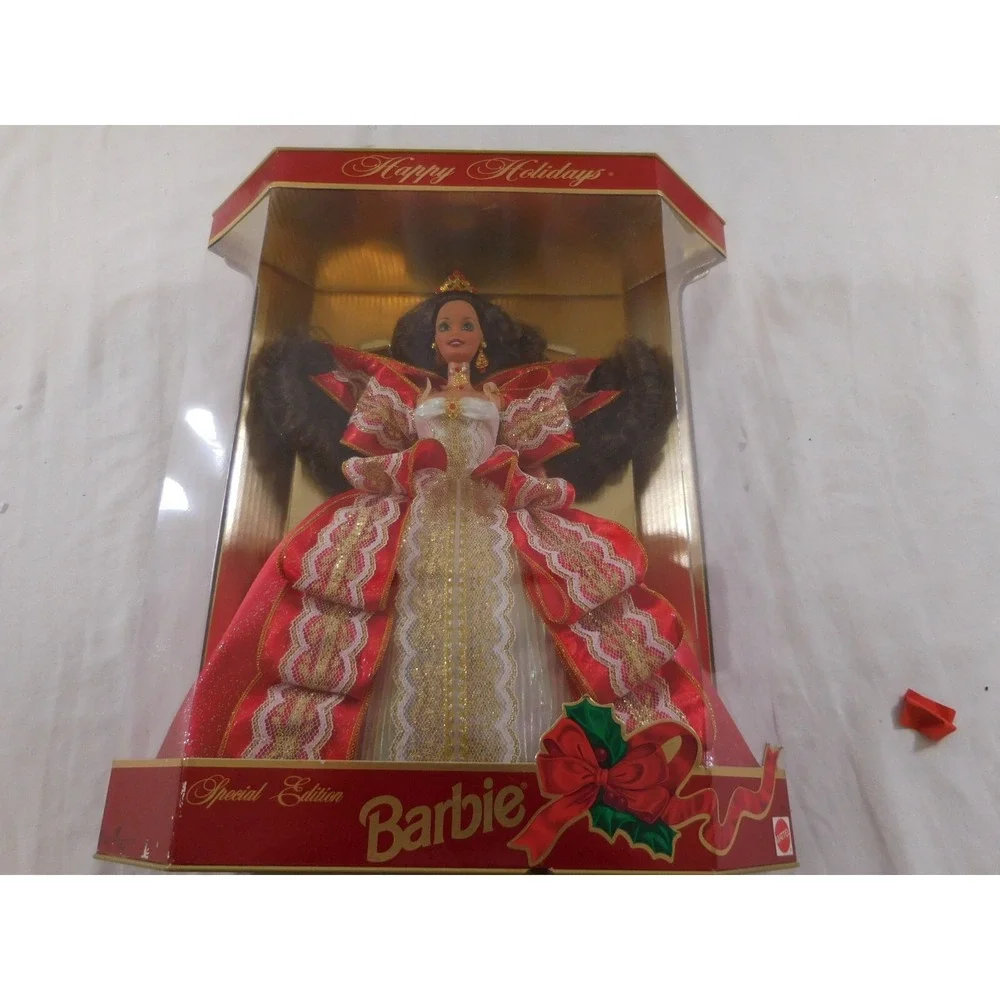 Brunette Barbie Happy Holidays #17832, Special Edition 10th Anniv. 1997 Gold